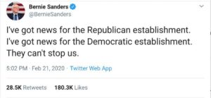 Sanders says that no one can stop him