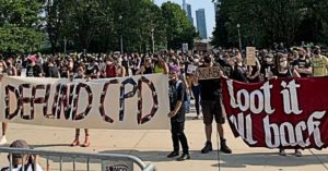 Defund the Police and Loot it All Back -- Banners at BLM Demonstration, Chicago, Aug 15